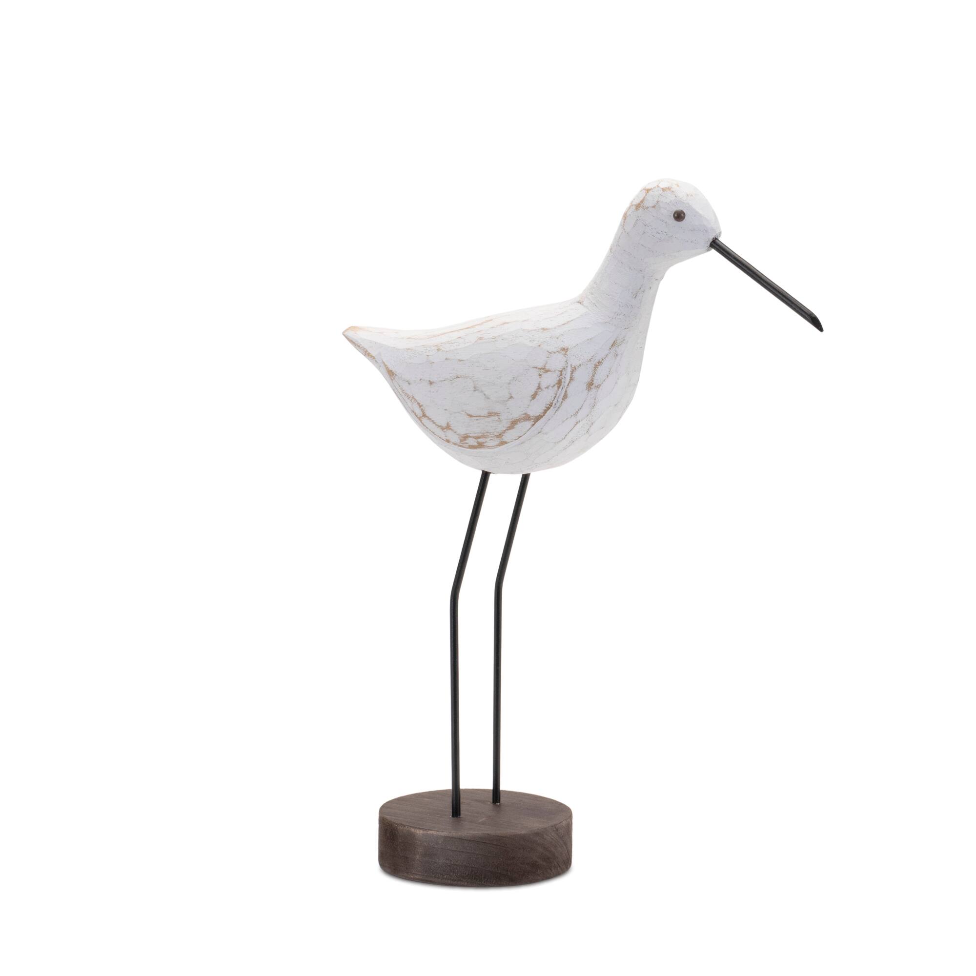 Carved Wood Sea Bird on Metal Stands Set